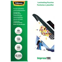 Fellowes | Laminating Pouch | A4 | Clear | Thickness: 100 micron, Qty Per Pack: 100 pcs; Ideal for notices, craft materials, signage and frequently handled documents; Compatible with all laminator brands