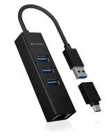 Raidsonic | 4 Port Hub with USB 3.0 Type-A, Type-C, Gigabit LAN | Icy Box IB-HUB1419-LAN
