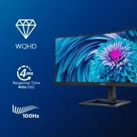 Philips | UltraWide LCD Monitor | 346E2CUAE | 34  " | VA | WQHD | 21:9 | 100 Hz | 4 ms | 3440 x 1440 | 300 cd/m² | HDMI ports quantity 1 | Black | Warranty 36 month(s) – pilt 2