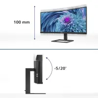 Philips | UltraWide LCD Monitor | 346E2CUAE | 34  " | VA | WQHD | 21:9 | 100 Hz | 4 ms | 3440 x 1440 | 300 cd/m² | HDMI ports quantity 1 | Black | Warranty 36 month(s) – pilt 21