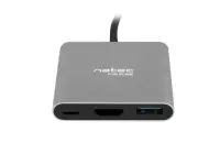Natec Multi-Port Adapter, Fowler, USB-C, HDMI, USB 3.0 | Natec | USB-C Multiport Adapter | NMP-1607 | Grey | USB Type-C | 0.11 m