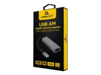 Cablexpert | USB AM Gigabit network adapter with 3-port USB 3.0 hub | A-AMU3-LAN-01 – pilt 2
