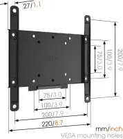Vogels | Wall mount | MA2000-A1 | Fixed | 26-40 " | Maximum weight (capacity) 30 kg | Black