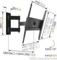 Vogels | Wall mount | MA3040-A1 | Full Motion | 32-65 " | Maximum weight (capacity) 25 kg | Black – pilt 9