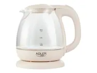 Adler | Kettle | AD 1283C | Electric | 900 W | 1 L | Glass | 360° rotational base | Cream