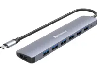 Sandberg 136-40 jaotur USB 3.2 Gen 1 (3.1 Gen 1) Type-C 5000 Mbit/s Hall