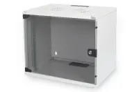 Digitus | 7U wall mounting cabinet | DN-19 07U-S-1 | Safety class rating IP20. Lockable safety-glass door. 200° door opening angle. Front door: Glass door, single opening. Unmounted 370x540x400 mm | Grey