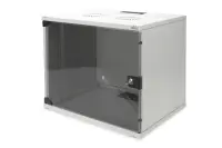 Digitus | 9U wall mounting cabinet | DN-19 09-U-S-1 | Safety class rating IP20. Lockable safety-glass door. 200° door opening angle. Front door: Glass door, single opening. Unmounted 460x540x400 mm. SOHO | Grey