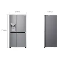 LG Refrigerator GSJ960PZBZ Energy efficiency class F, Free standing, Side by Side, Height 179 cm, No Frost system, Fridge net capacity 411 L, Freezer net capacity 214 L, Display, 39 dB, Inox