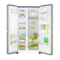 LG Refrigerator GSJ960PZBZ Energy efficiency class F, Free standing, Side by Side, Height 179 cm, No Frost system, Fridge net capacity 411 L, Freezer net capacity 214 L, Display, 39 dB, Inox