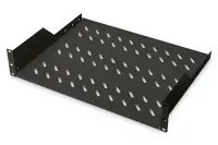 Digitus | 2U Fixed Shelf for Racks | DN-19 TRAY-2-SW | Perfect for storage of components which are not 483 mm (19”) suitable. Slim design which takes space of 2 height units. Easy and quick to mount or dismount. Dimensions 88x482x349 mm, up to 25 kg | Black