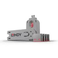 Lindy 40450 pordilukk Pordilukk + võti USB tüüp A Roosa Akrüülnitriil butadieen stüreen (ABS) 5 tk – pilt 4