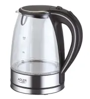 Adler | Kettle | AD 1225 | Standard | 2000 W | 1.7 L | Glass | 360° rotational base | Stainless steel/Transparent – pilt 4