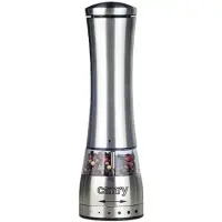 Camry CR4438 Pepper mill, 6x batteries type AAA W, AAA, Ceramic quern,Grinding thickness control,Stainless steel housing., Silver