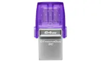 Kingston Technology DataTraveler microDuo 3C USB-välkmälu 64 GB USB Type-A / USB Type-C 3.2 Gen 1 (3.1 Gen 1) Lilla, Roostevaba teras