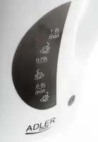 Adler AD 03 Standard kettle, Plastic, White, 900 W, 1 L, – pilt 11