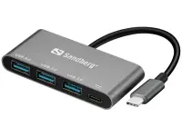 Sandberg 136-03 jaotur USB 3.2 Gen 1 (3.1 Gen 1) Type-C 5000 Mbit/s Alumiinium, Valge – pilt 2