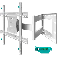ONKRON Full Motion TV Wall Mount for 40 to 75-inch Flat Panel TVs Digital Panels 68,2 kg, White