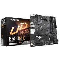 Gigabyte | B550M K 1.0 M/B | Processor family AMD | Processor socket AM4 | DDR4 DIMM | Memory slots 4 | Supported hard disk drive interfaces 	SATA, M.2 | Number of SATA connectors 4 | Chipset AMD B550 | Micro ATX