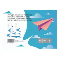 Kahepoolne värviline paber, A4, 8 lehte, 80gsm
