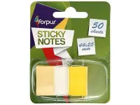 Indeksid FORPUS 44x25mm, läbipaistev, kollane, 50 lehte (kogus 2 tükki)