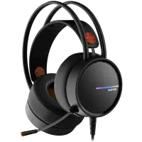 CANYON INTERCEPTOR GH-8A, Gaming headset 3.5mm jack plus USB connector for LED backlight, adjustable microphone and volume control, with 2in1 3.5mm adapter, cable 2M, Black and Orange, 0.36kg