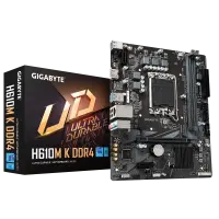 Gigabyte | H610M K DDR4 1.0 M/B | Processor family Intel | Processor socket  LGA1700 | DDR4 DIMM | Memory slots 2 | Supported hard disk drive interfaces 	SATA, M.2 | Number of SATA connectors 2 | Chipset Intel H610 Express | Micro ATX