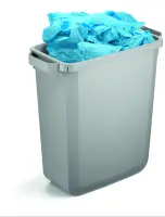 Prügikast DURABIN® 60L, hall, ristkülikukujuline (kaas eraldi ostetav) – pilt 10