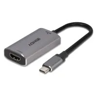 Lindy 43327 videokaabliadapter 0,11 m USB tüüp-C HDMI Must, Hall