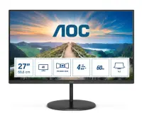 AOC V4 U27V4EA PC lamekuvar 68,6 cm (27") 3840 x 2160 pikslit 4K Ultra HD LED Must