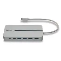 Lindy 43360 sülearvuti dokk ja pordireplikaator Juhtmega ühendatud USB 3.2 Gen 1 (3.1 Gen 1) Type-C Hõbe, Valge – pilt 2