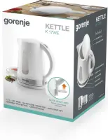Gorenje | Kettle | K17WE | Electric | 2200 W | 1.7 L | Plastic/Metal | 360° rotational base | White – pilt 4