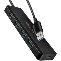 AXAGON HUE-C1A 4x USB3.2 Gen 1 Travel hub, USB-C power IN, w. 20cm Type-A cable