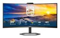 Philips | Monitor with Windows Hello Webcam | 34E1C5600HE/00 | 34 " | VA | 21:9 | 100 Hz | 4 ms | 3440 x 1440 pixels | 300 cd/m² | HDMI ports quantity 1 | Black | Warranty 36 month(s) – pilt 10