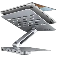 AXAGON HMC-STND ALU stand with HUB 5Gbps, for 10'' - 16'' laptops, adjustable, 3x USB-A, HDMI 4K/60Hz, GLAN, PD 100W, USB-C input – pilt 3