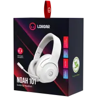 LORGAR Noah 101, Gaming headset with microphone, 3.5mm jack connection, cable length 2m, foldable design, PU leather ear pads, size: 185*195*80mm, 0.245kg, white