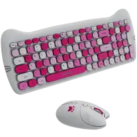 CANYON HSET-W6 EN Keyboard+Mouse Kitty Edition AAA+АА Wireless Pink