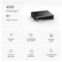 Mercusys | MS106LP | 6-Port 10/100 Mbps Desktop Switch with 4-Port PoE+ | Desktop | 10/100 Mbps (RJ-45) ports quantity 6 – pilt 3