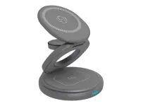 Raidsonic 3 in 1 foldable magnetic charging stand for mobile phone, earpods and smartwatch, Aluminium | Icy Box IB-SH101-CH – pilt 2