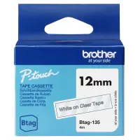 Brother BTAG-135 | White on Clear | Btag