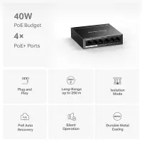 Switch|MERCUSYS|Desktop/pedestal|6x10Base-T / 100Base-TX|PoE+ ports 4|MS106LP – pilt 8