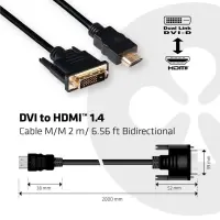 CLUB3D DVI to HDMI 1.4 Cable M/M 2m/ 6.56ft Bidirectional – pilt 11