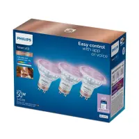 Philips Smart WiFi Spot PAR16 36° 345 Lm RGB, 3 pcs | GU10 | 4.7 W | Full colour and warm to cool | Bluetooth, Wi-Fi