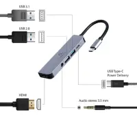 Cablexpert USB Type-C 5-in-1 multi-port adapter (Hub + HDMI + PD + stereo audio) | A-CM-COMBO5-02 – pilt 2