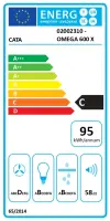 CATA Hood | OMEGA 600 X/M | Wall mounted | Energy efficiency class C | Width 60 cm | 645 m³/h | Mechanical control | LED | Stainless steel