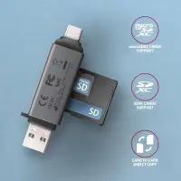 Axagon CRE-DAC USB-C+ USB-A 5 Gbps MINI card reader 2-slot & lun SD/microSD kaardilugeja USB 3.0 Type-A/Type-C Hall – pilt 2