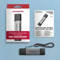 Axagon CRE-DAC USB-C+ USB-A 5 Gbps MINI card reader 2-slot & lun SD/microSD kaardilugeja USB 3.0 Type-A/Type-C Hall – pilt 10