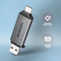 Axagon CRE-DAC USB-C+ USB-A 5 Gbps MINI card reader 2-slot & lun SD/microSD kaardilugeja USB 3.0 Type-A/Type-C Hall – pilt 14