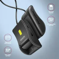 Axagon CRE-SM3SD USB Smart card & SD/microSD/SIM Flat kiipkaardilugeja Hoonesisene USB 2.0 Must – pilt 13
