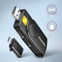 Axagon CRE-SMP2A USB Smart card & SD/microSD/SIM PocketReader kiipkaardilugeja Hoonesisene USB Type-A/USB Type-C Must – pilt 3